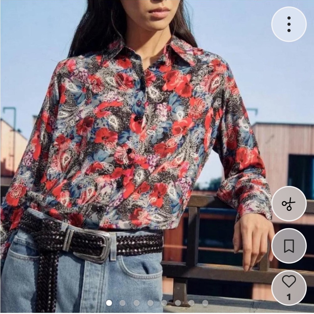 The Kooples Red and Blue Floral Blouse